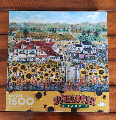 Vintage Springbok 1500 larger Pc Puzzle ''Sunflower Farm'' Americana- not counted