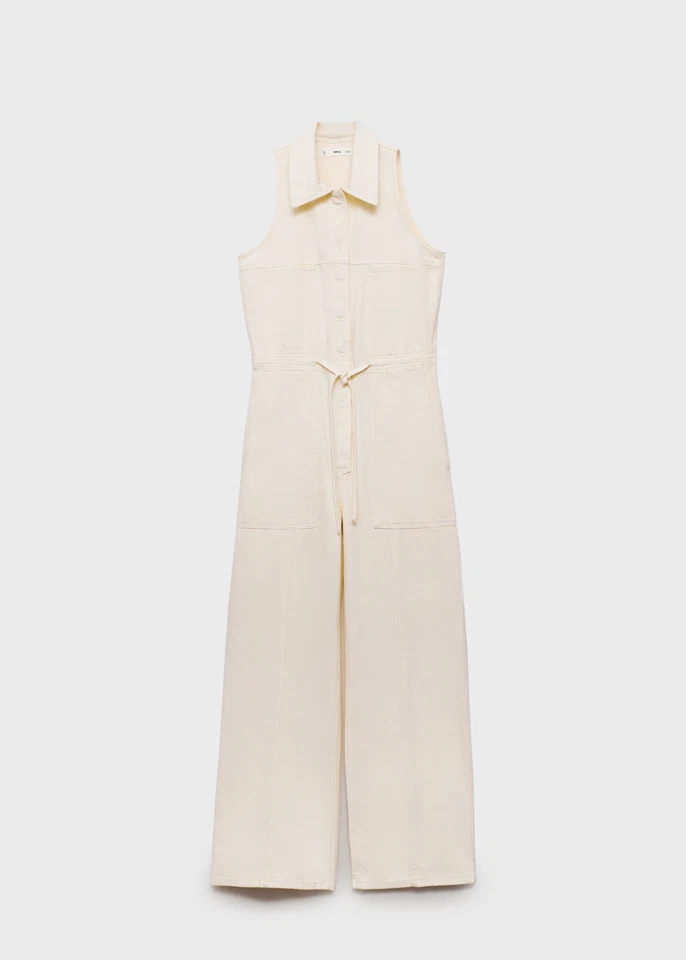 NOVO MACACÃO JEANS LONGO MANGA tamanho M ECRU/100% AUTÊNTICO - Imagem 2 de 4