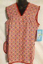 VTG Moon Dance Danken Pearl Snap House Apron Smock Flowers Pockets Sz L NWT
