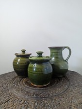 Set of 3 Antique Wetheriggs Jars & Jug Penrith Slipware Studio Pottery Country