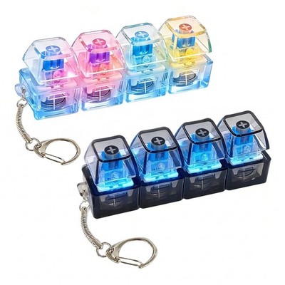 4-Key Keyboard Clicker Fidget Gadget with LED Lights, Small, Black & White