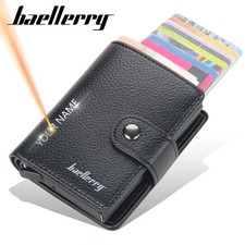Baellerry New RFID Card Holder Short Men Wallets Name Engraved Brand Male Purse