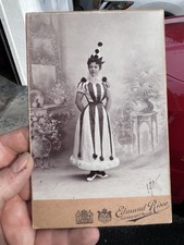 Rare Antique 1900 Dated  Circus Cabinet Card Of Female Clown Performer Costume