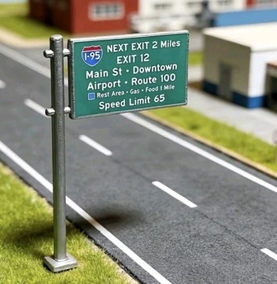 1:64 Plastic Traffic Sign Train Village City Direction Scene Photo Prop 3'' Tall 