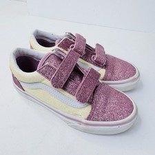 Vans Girl's Shoes Sneakers Size 1 Glitter Shoe Sneaker Pink Yellow Hook Loop