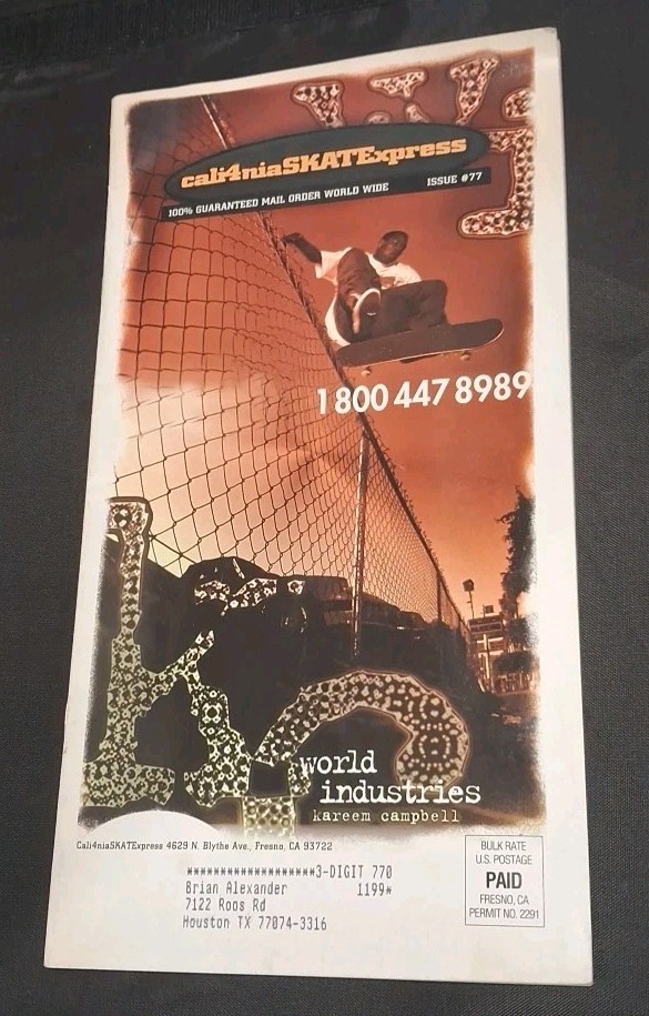 Vintage 1995 Cali4niaSKATEexpress Mail Order Catalog Issue #77 KAREEM CAMPBELL 