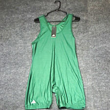 adidas Green One-Piece Wrestling Singlet Size L 90% Nylon 10% Lycra DR
