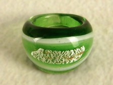 Retro Art Glass Fashion Ring, Size 8, Lime Green Glass Dome Ring, JWL-853