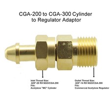 Cylinder to Regulator Acetylene Adaptors. CGA-200, CGA-300, CGA-510 and CGA-520