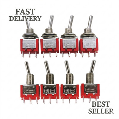 mxuteuk 8pcs 6 Pin 2 Position DPDT Mini Miniature Toggle Switch 6Pin ON/ON 