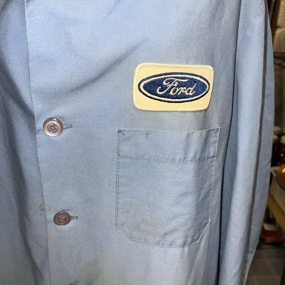 Винтажная униформа Wrangler Ford дилер магазин пальто/рубашка США размер 44-RG - Изображение 2 из 4