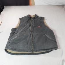 Wolverine Vest Mens 2XL Gray Canvas Sherpa Lined Insulated Work Workwear Outdoor