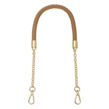 62cm/24.4" PU Leather Braided Purse Strap Dark Khaki, Light Gold Buckle 