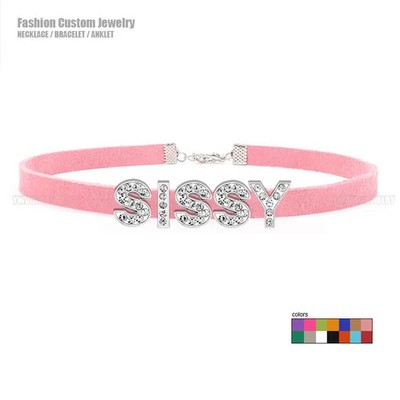 SISSY Wildleder Halsband mit Buchstabe als Custom Kragen und Halskette