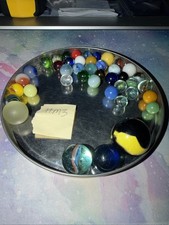 Lot Of Vintage Swirl Glass Marbles With Shooters Cat  s eyes Solid m3