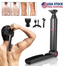 Long Handle Electric Back Shaver Men Body Hair Removal Razor Recharge Foldable