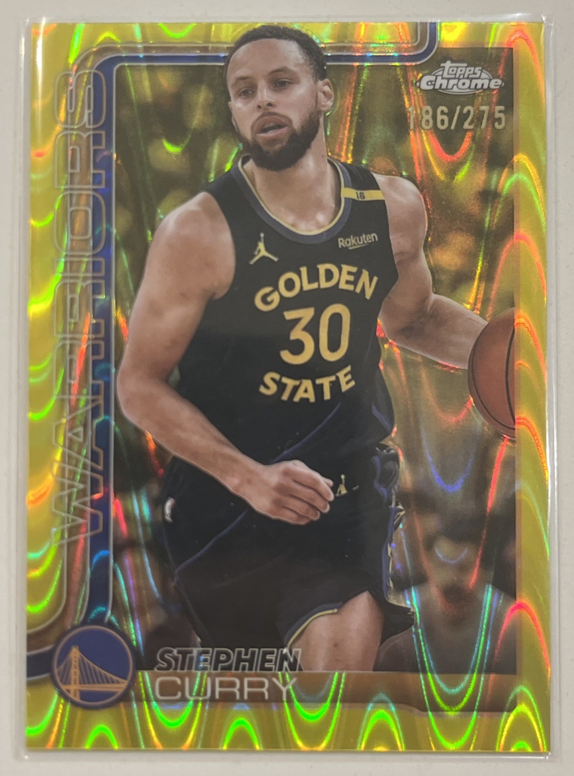 Stephen Curry 2025-26 Topps Chrome #201 Yellow Refractor /275