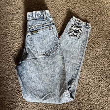 Vintage 80s 90s SASSON Acide Wash High Waist Denim Jeans Size 3 Juniors BOWS