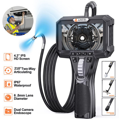 ANCEL 2-Way 210° Articulating Borescope Industrial Endoscope Inspection Camera