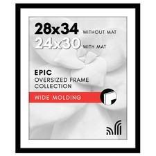 Americanflat 28x34 Picture Frame with Polished Plexiglass - Use as 24x30 Frame w