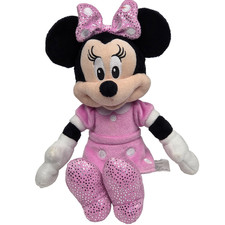 Disney Junior Minnie Mouse 10" Plush Stuffed Animal Pink Polka Dot Dress