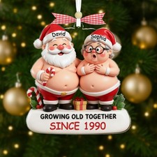 Custom Funny Couple Christmas Ornament 2025 Growing Old Together Ornament