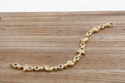 750 / 18ct Gold 29.8g Brilliant Bracelet 0.35ct 19cm Ruby 1.00ct NP7900