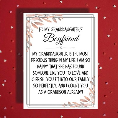Granddaughters Boyfriend Card, From Grandparents Welcome Card, Sentimental Famil