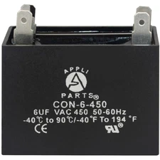Appli Parts Fan Capacitor 6 mfd (microfarads) uf 450 VAC 4 Terminal Connections
