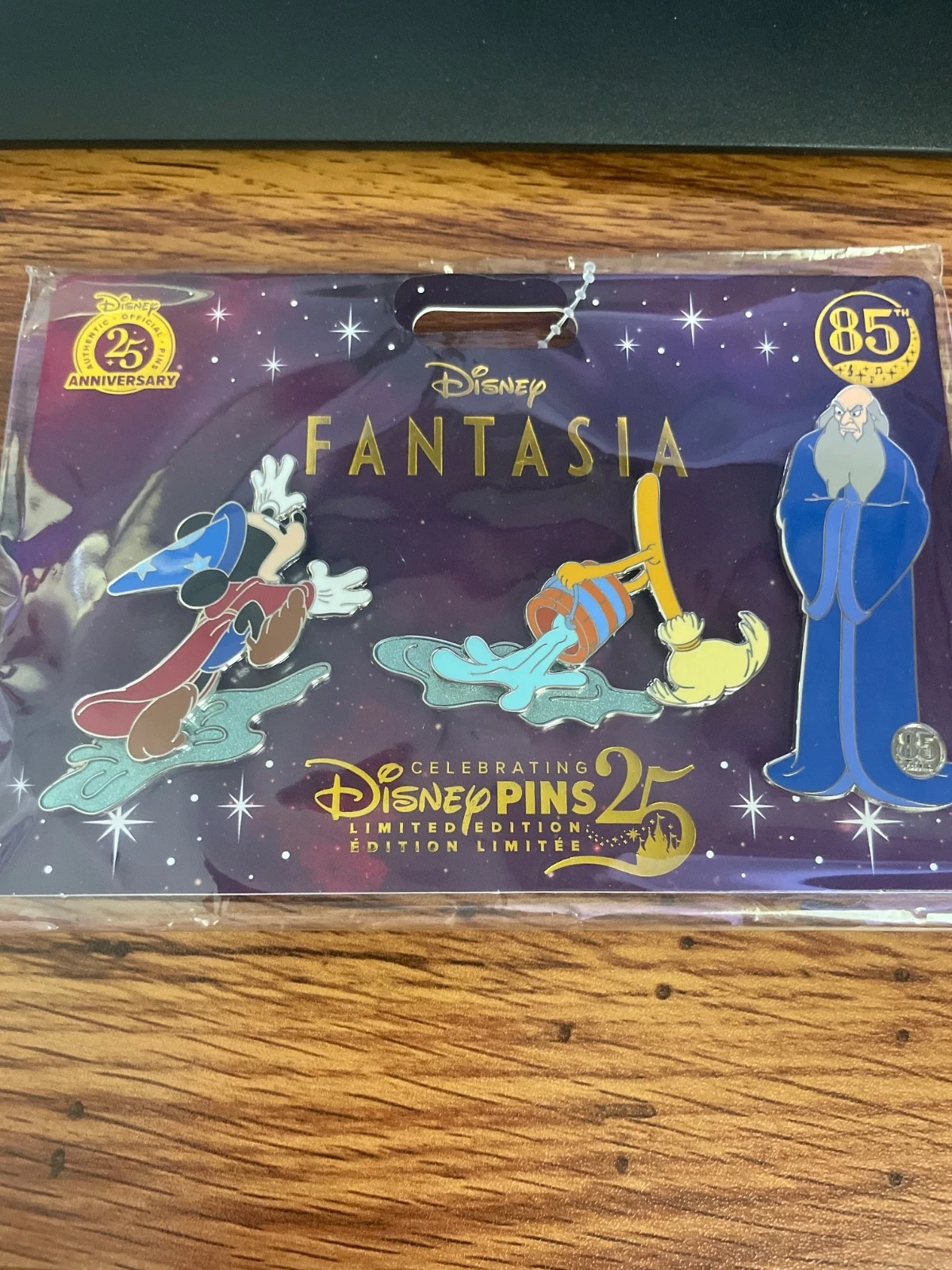 Disney Fantasia 85th Anniversary 3 Pin Set Sorcerer Mickey Broom Yensid LE 2025
