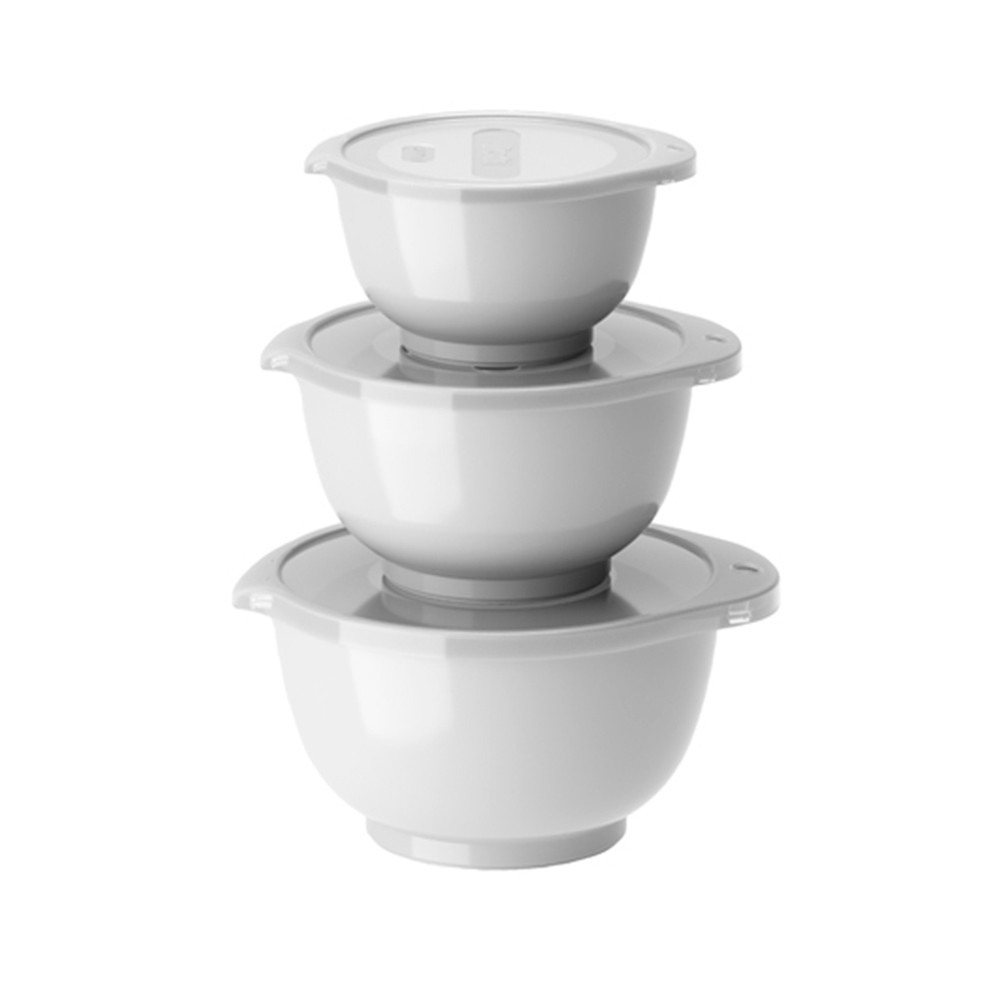 Bols blancs en plastique de 0.25 à 0.75 L | Set de 3 récipients légers pour la cuisine de 15 cm