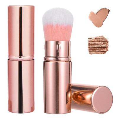2 Pack Retractable Kabuki Brushes, Small Portable Travel Blusher Makeup Brush wi