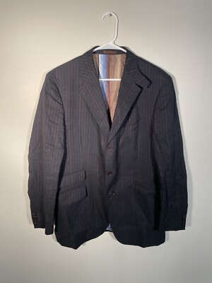 Etro Milano Men Blue Pinstripe Wool Blend Sport Coat Blazer Jacket