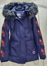 Brand New Superdry Atmospheric Parka Ski Jacket Size 6 Navy Blue & Red