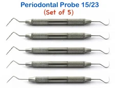 5PCS PERIODONTAL UNC15-23 PROBE COLOR CODED DENTAL HAND INSTRUMENT HOLLOW HANDLE