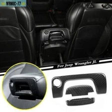 For Jeep Wrangler JL 2018-2023 ABS Carbon Armrest Storage Box Switch Cover Trim