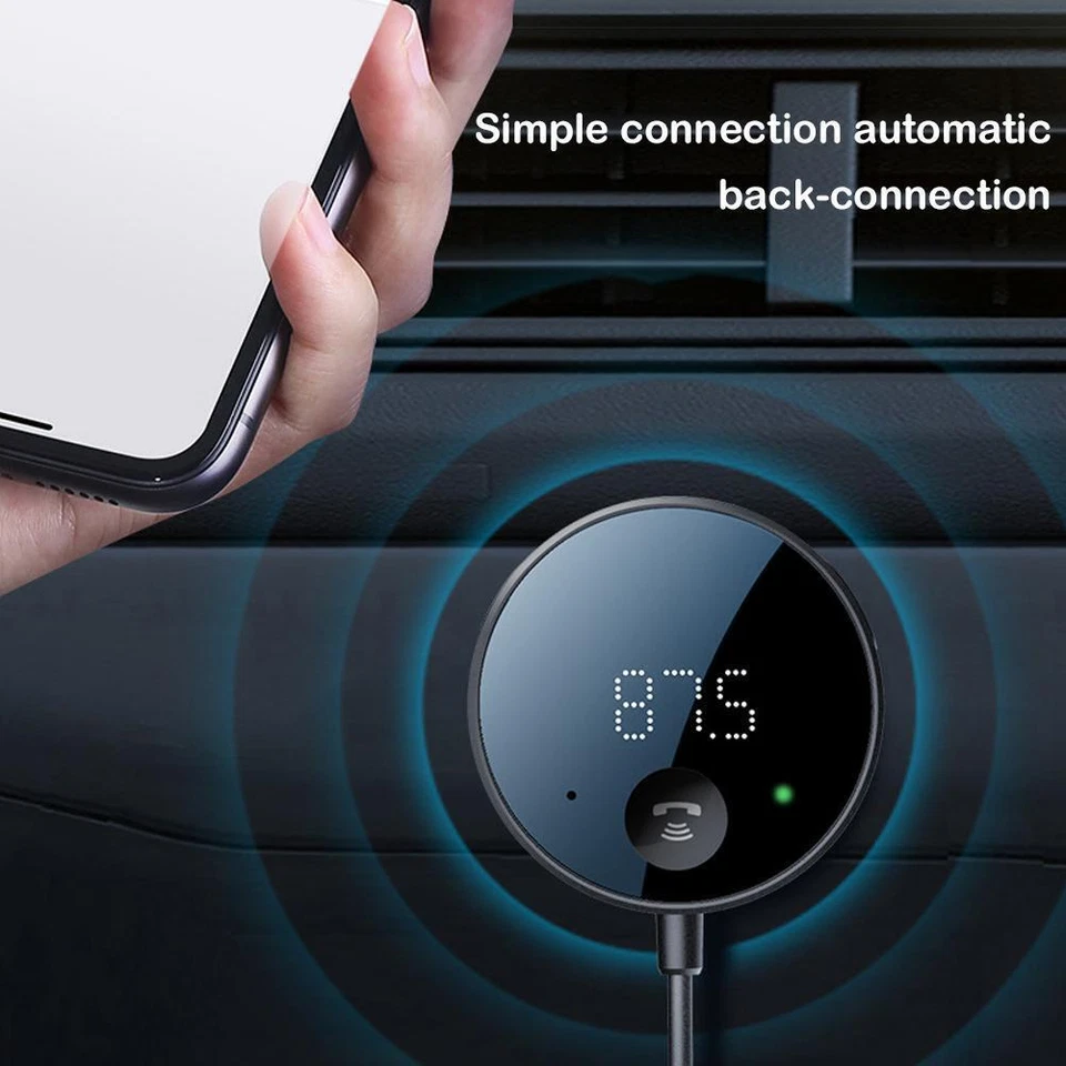 USB Bluetooth 5.0 Wireless Car FM Transmitter Aux Stereo r Receive AdapZ9 ю V1C3 - Immagine 3 di 4