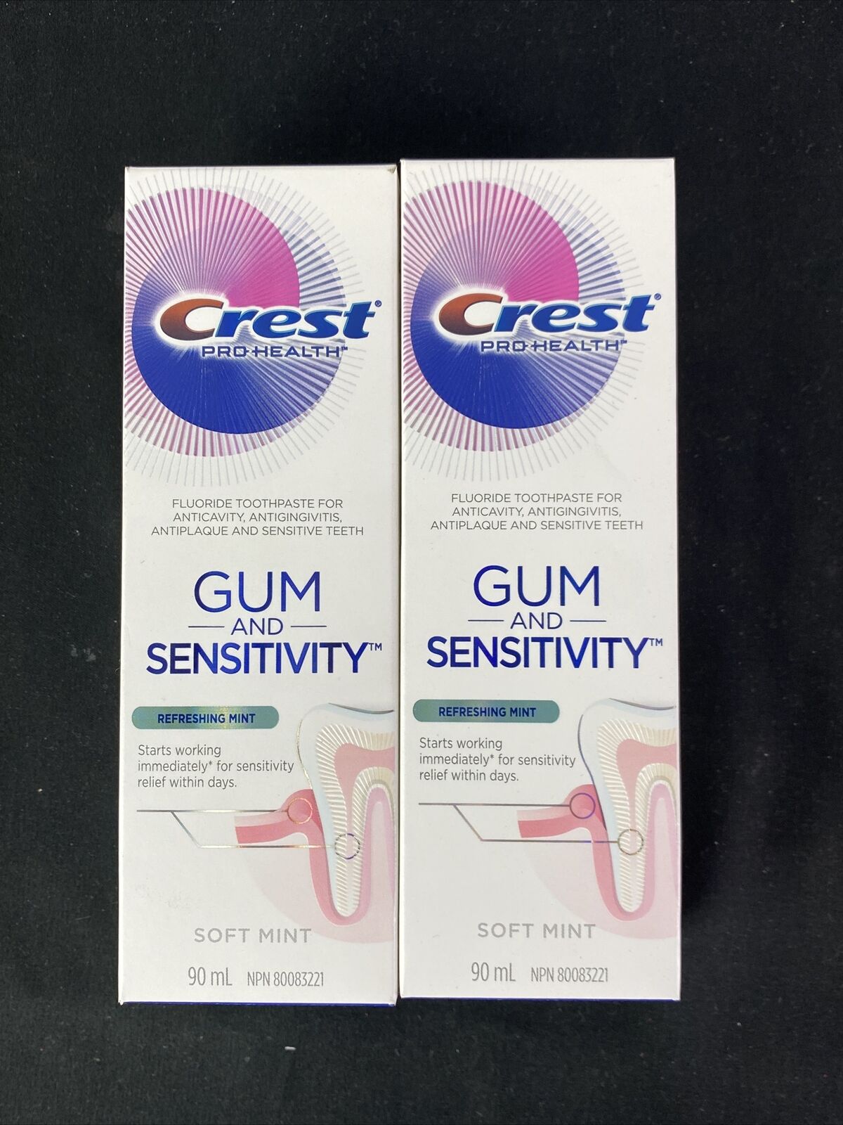 2 PK Crest Pro Health Gum and Sensitivity Soft Mint 90 ml (3 fl. oz) EXP 04/22