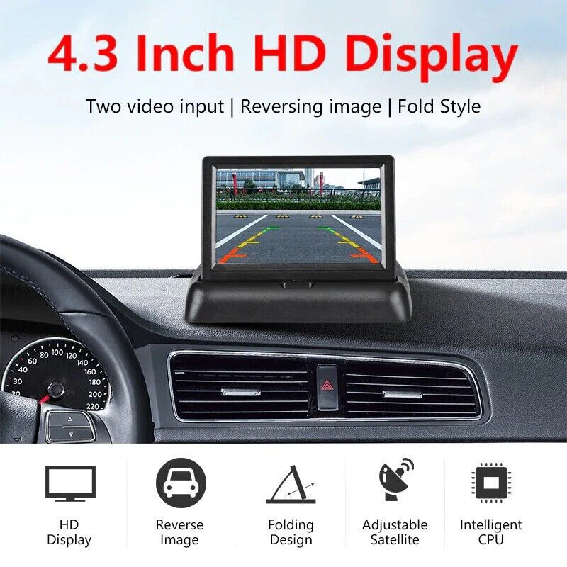 Wireless 4.3 Inch LCD Foldable Car Monitor TFT Display Reverse Rear View Camera - Image 2 of 4