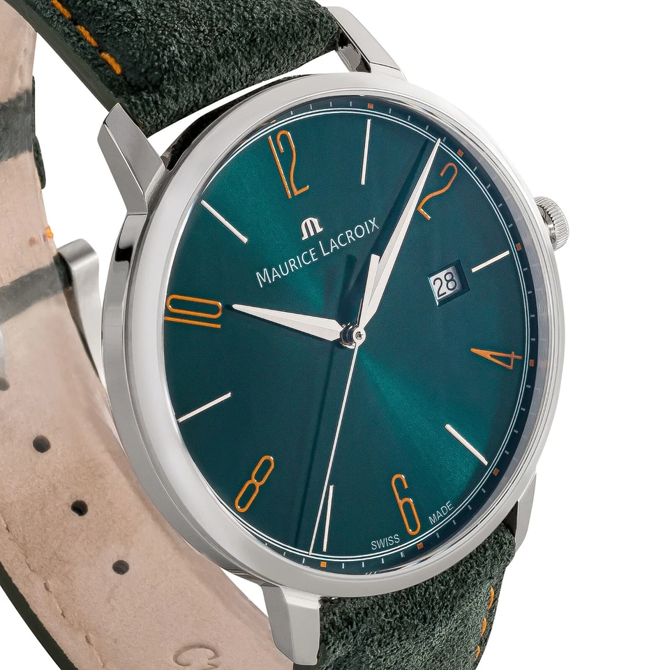Maurice Lacroix Eliros Date GREEN Herren-Armbanduhr Lederband EL1118-SS001-620-5 - Bild 3 von 4