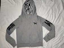 Y2K PINK Victoria's Secret Grey Gray Hoodie EUC sz S
