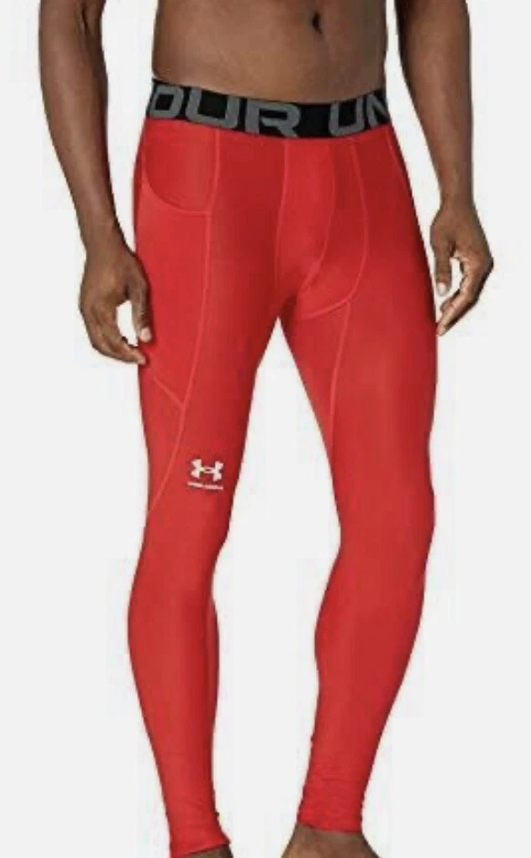 Men's Under Armour Shiny Red Thin Spandex Tights Compression Pants