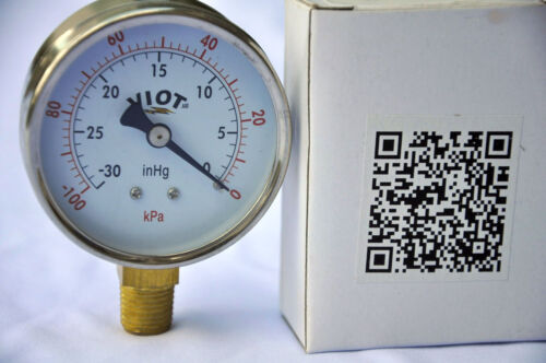 Analog Deep Vacuum Gauge Size:2.5"SS Case 1/4"NPT 0-30"Hg Workshop Line Pressure - Picture 1 of 1