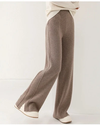 Pantalones sueltos de cachemir de cintura alta para mujer - Imagen 20 de 31