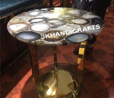 Natural Agate Stone With LED Lighting Home Decor Coffee Table 9" to 30"
