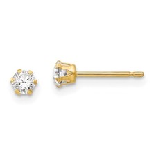 Madi K Kid's Earrings 14k Solid Yellow Gold Stud Cubic Zirconia Post