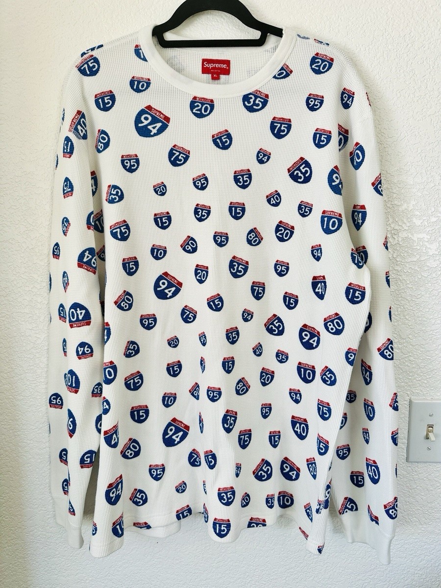 トップス Supreme 18FW Supreme NY Waffle Thermal Supreme 18aw Supreme Ny Waffle Thermal シュプリーム 18AW NYロゴ 総