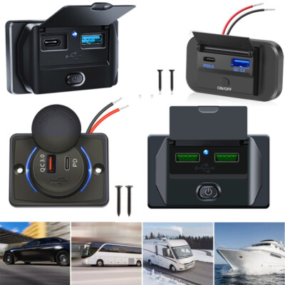 12V 24V QC 3.0 & PD USB Auto KFZ Steckdose USB Ladegerät Buchse Dose KFZ Einbau*