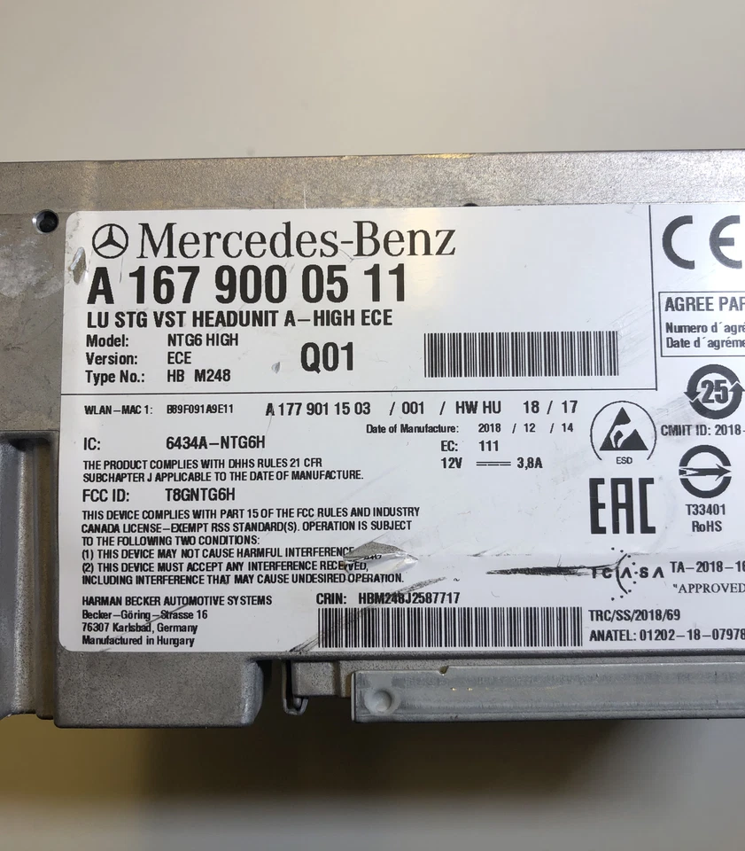 Mercedes Original W167 Headunit Radio Steuergerät Navi A1679000511 - Bild 4 von 4