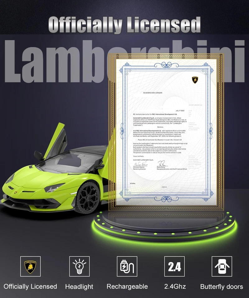 Lamborghini Ferngesteuertes Auto, Offiziell Lizenziert 1:14 Lambo RC Car 7,4V 500Ma - Bild 2 von 4